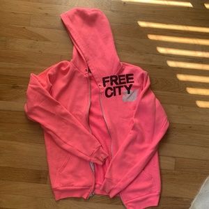 Bright Pink FREECITY Hooded Zip-Up
